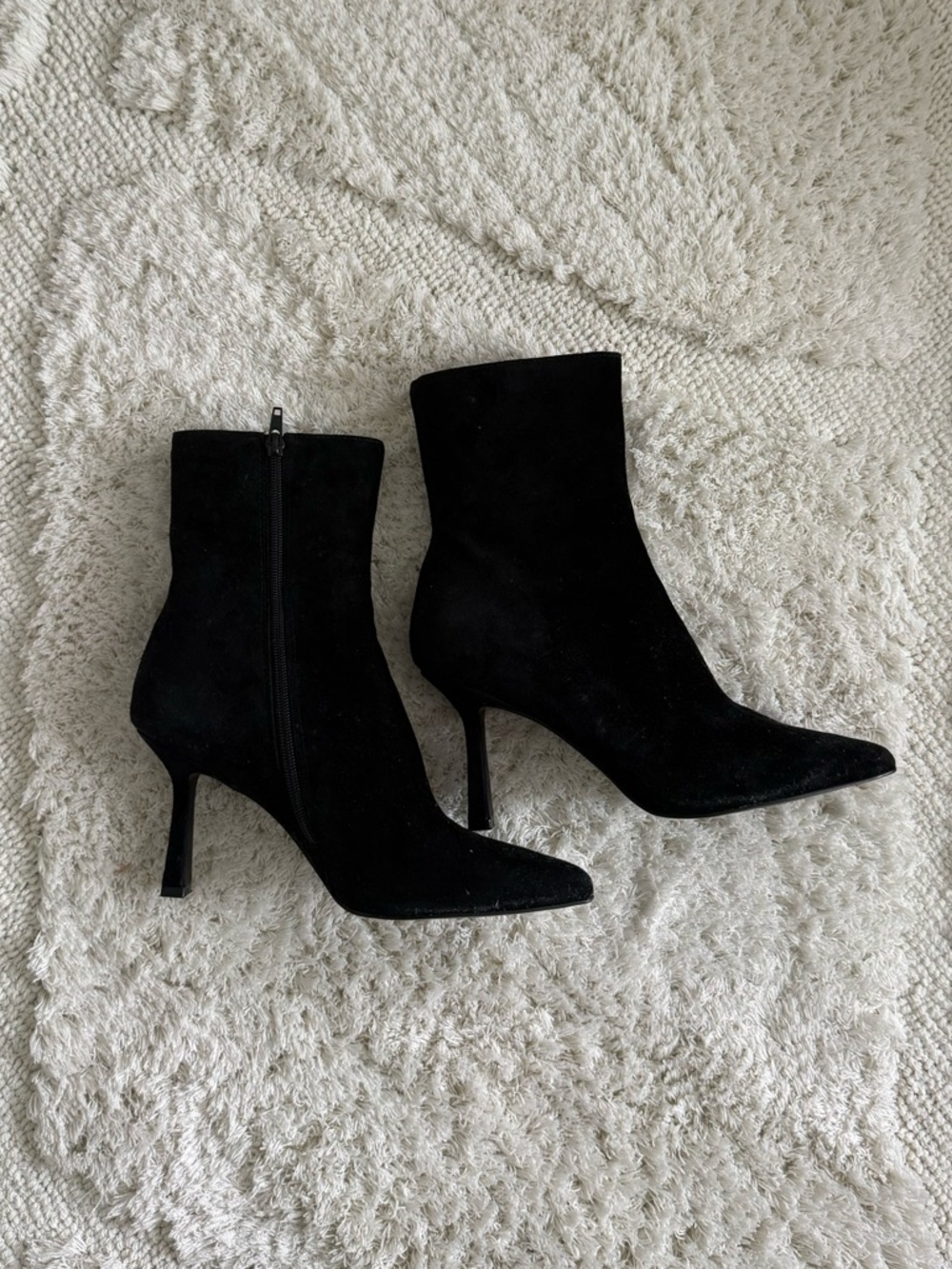 Black Pointed-Toe Suede Ankle Boots Steve Madden